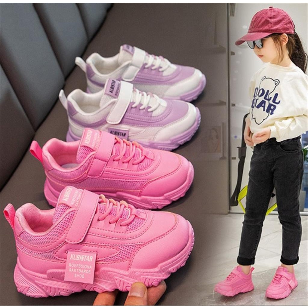 Sepatu JEANN Sneakers Import Anak Perempuan Non LED Size 26-37 Usia 2-10 Tahun